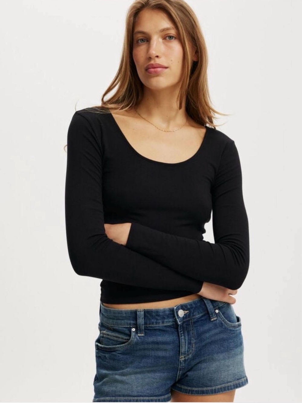 Cotton:On Sunday Scoop Long Sleeve in black size M